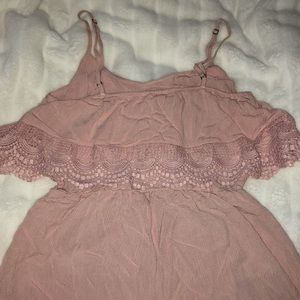 Baby pink spaghetti strap short romper